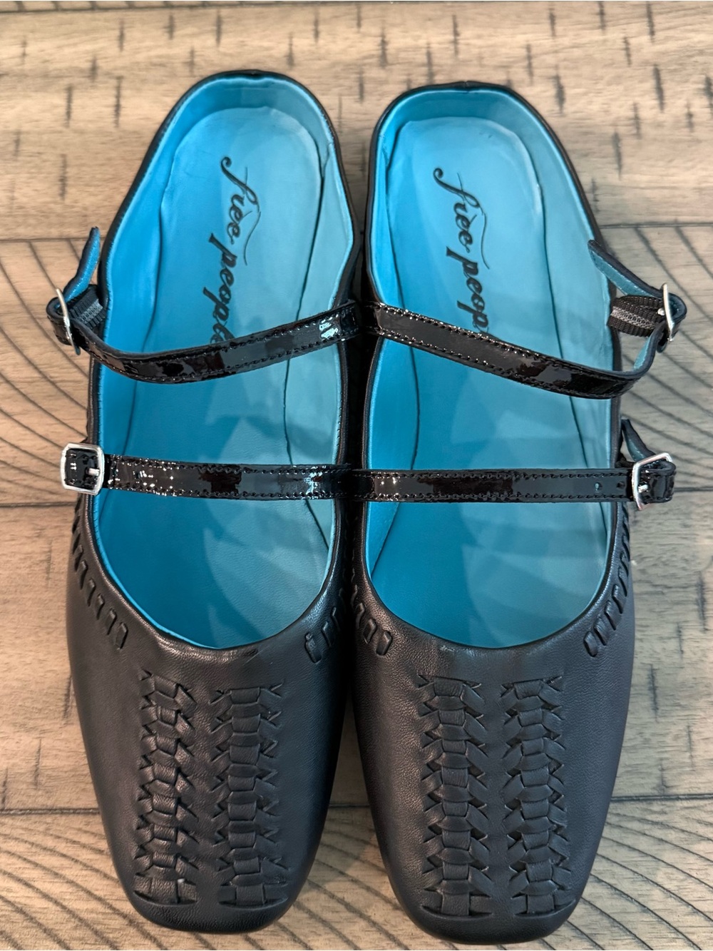 New Free People Diana Double Strap Leather Flats US 9.5 EU 40 w/Box - Picture 2 of 9